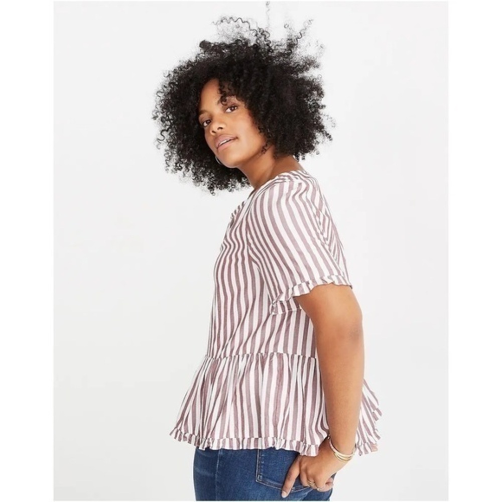 Madewell Stanza Ruffle-Hem Top in Stripe